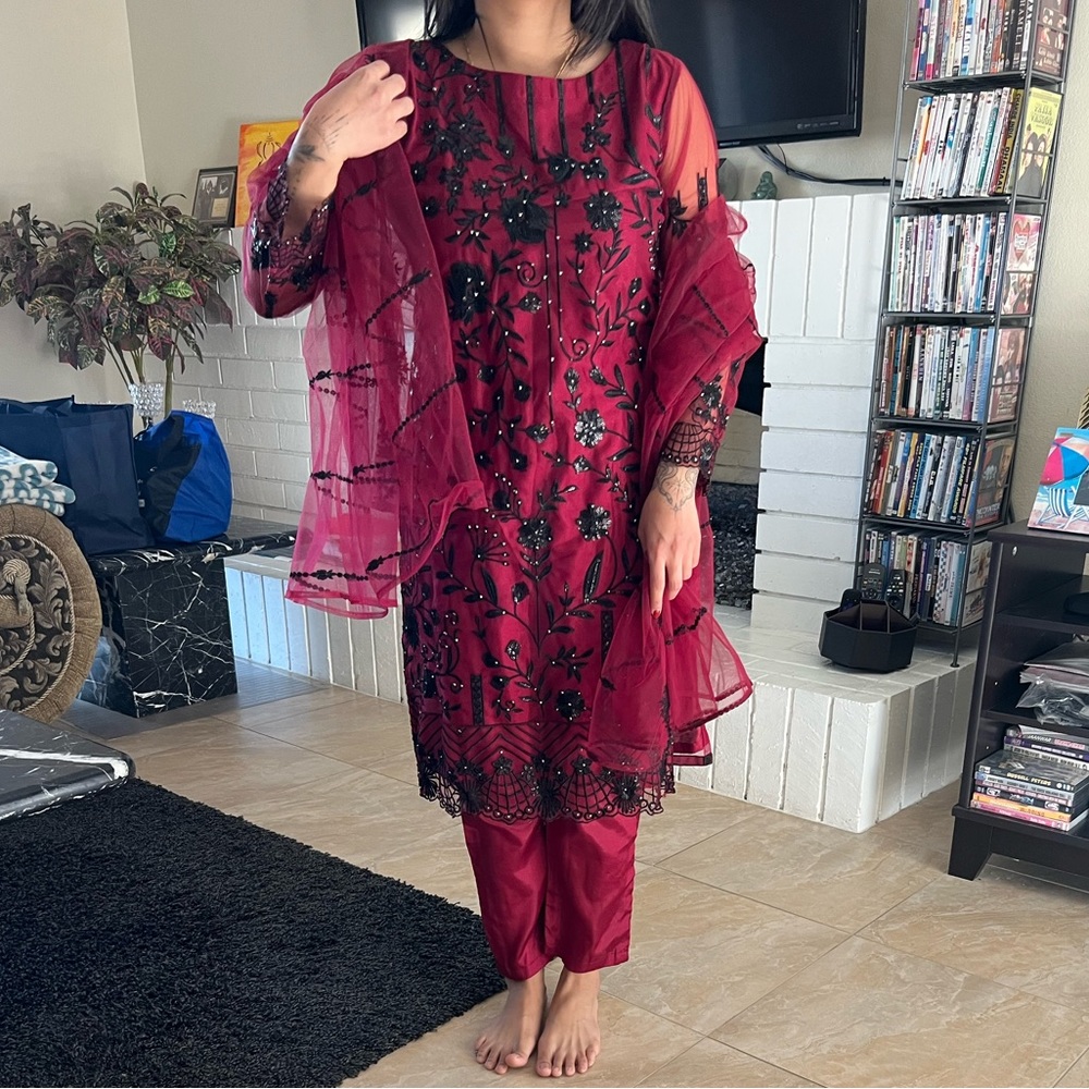 Deep Magenta Indian Outfit